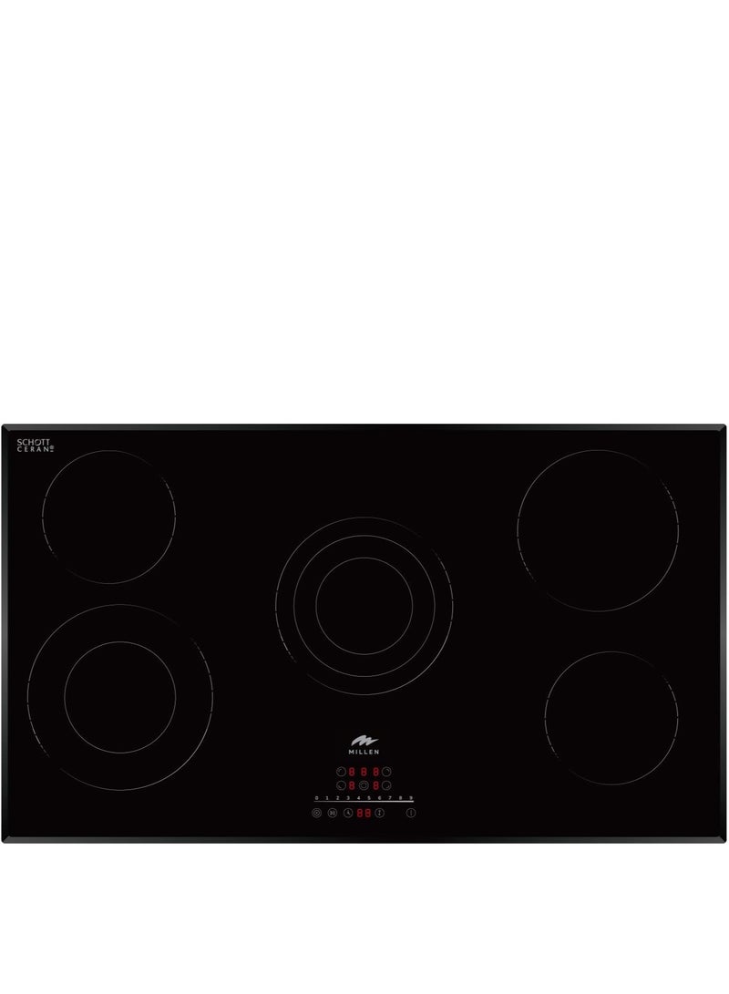 MILLEN MILLEN 90 cm Built-in Electric Hob 5 Heating Zones - MEH 902 BL, Kanger Glass Ceramic, 8700 Watts, Hi-Light Heating Elements, Touch and Slider Control, 3 Year Warranty MEH 902 BL black  - Image 1