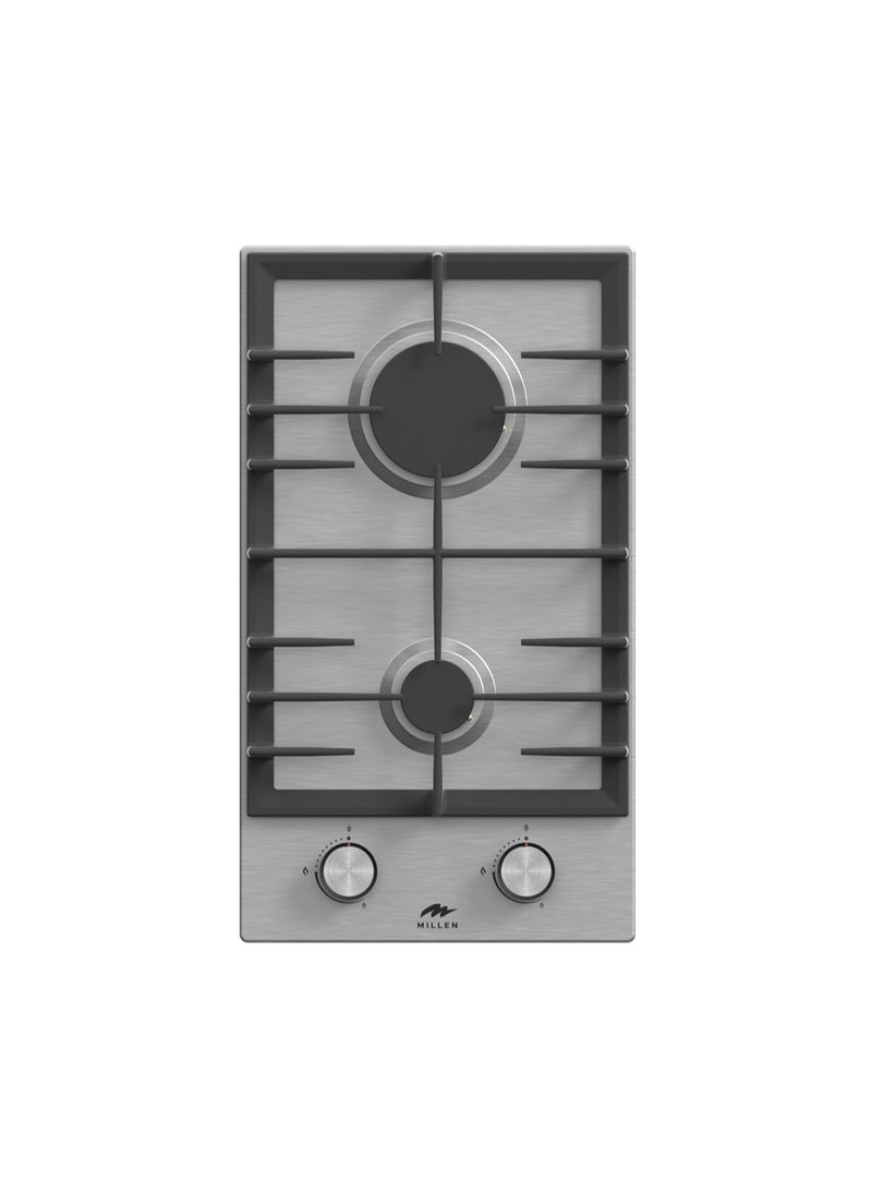 MILLEN MILLEN MGH 3001 IX Premium Built-in 30 cm Two Burners Gas Hob - Stainless-Steel Finish, 3900 Watts, Mechanical and Electric Ignition Control, 3 Year Warranty MGH 3001 IX Stainless steel  - Image 1