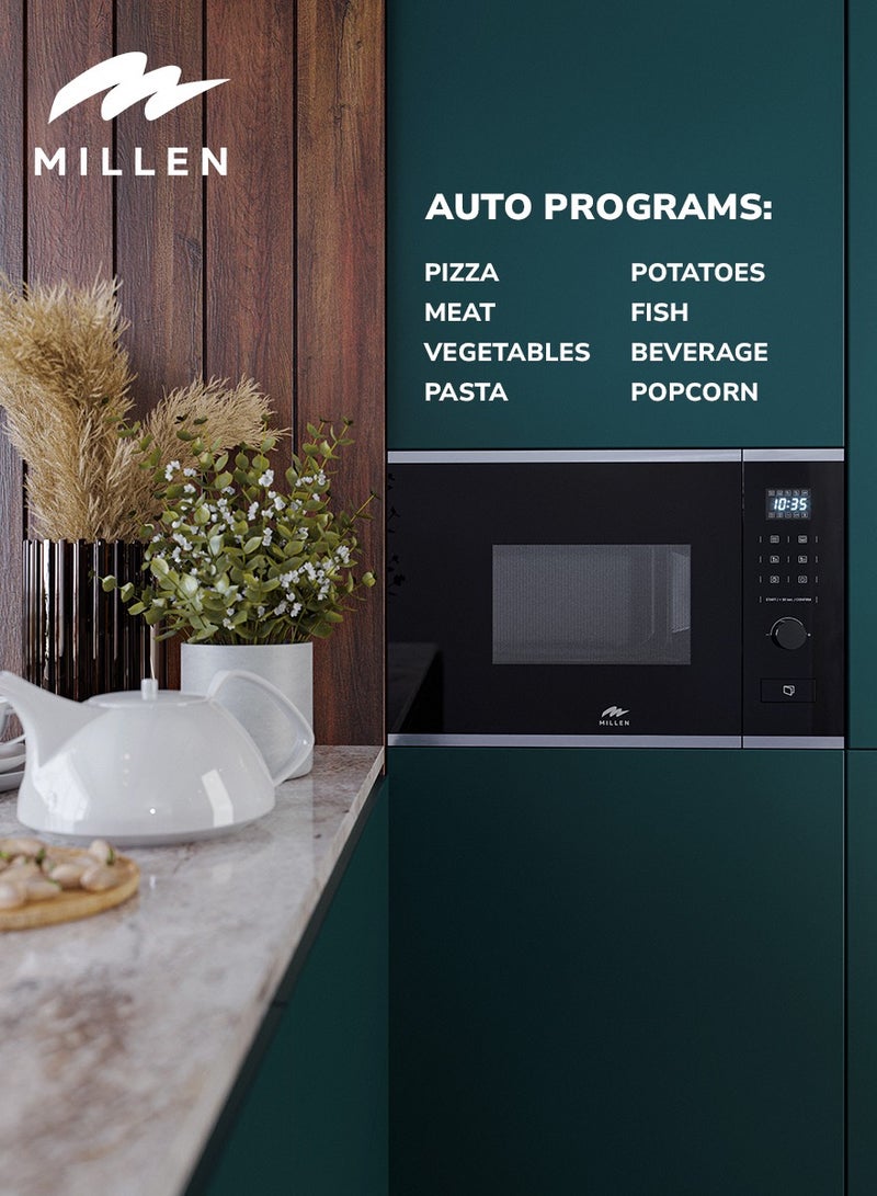 MILLEN MILLEN Microwave Oven, 20L, 3 Y Warranty, Glass Finish, Touchscreen & Knob Controls, 800W Microwave Power, 1000W Grill Power, 8 Automatic Programs, MBW 381 IX 20 L 800 W MBW 381 IX Black and Stainless steel  - Image 4