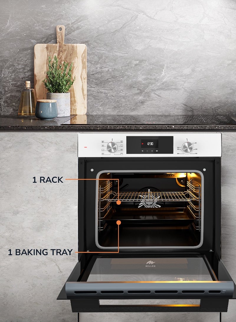 ميلين MILLEN Built In Electric Oven, 8 Cooking Modes, 73L - 3 Years Warranty, SCHOTT Inner glass, MEO 6002 WH 73 L 2500 W MEO 6002 WH White  - Image 3