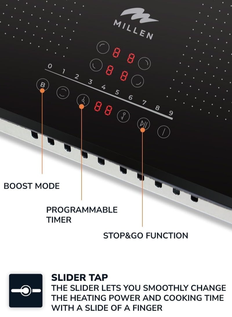 MILLEN MILLEN Built in Induction hob, 60 cm Black Glass, 4 Heating Zones, 7000W, Combination zone, MIH 602 BL, 3 Year Warranty 7000 W MIH 602 BL black  - Image 5
