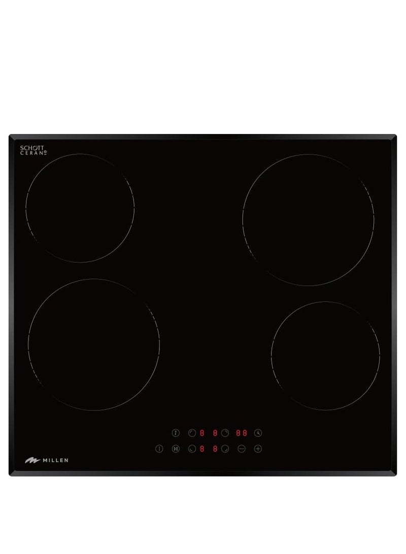 MILLEN MILLEN Built in Electric hob, 60 cm Black Glass, 4 Heating Zones, 6000W, Touch Control, MEH 601 BL, 3 Year Warranty MEH 601 BL black  - Image 1