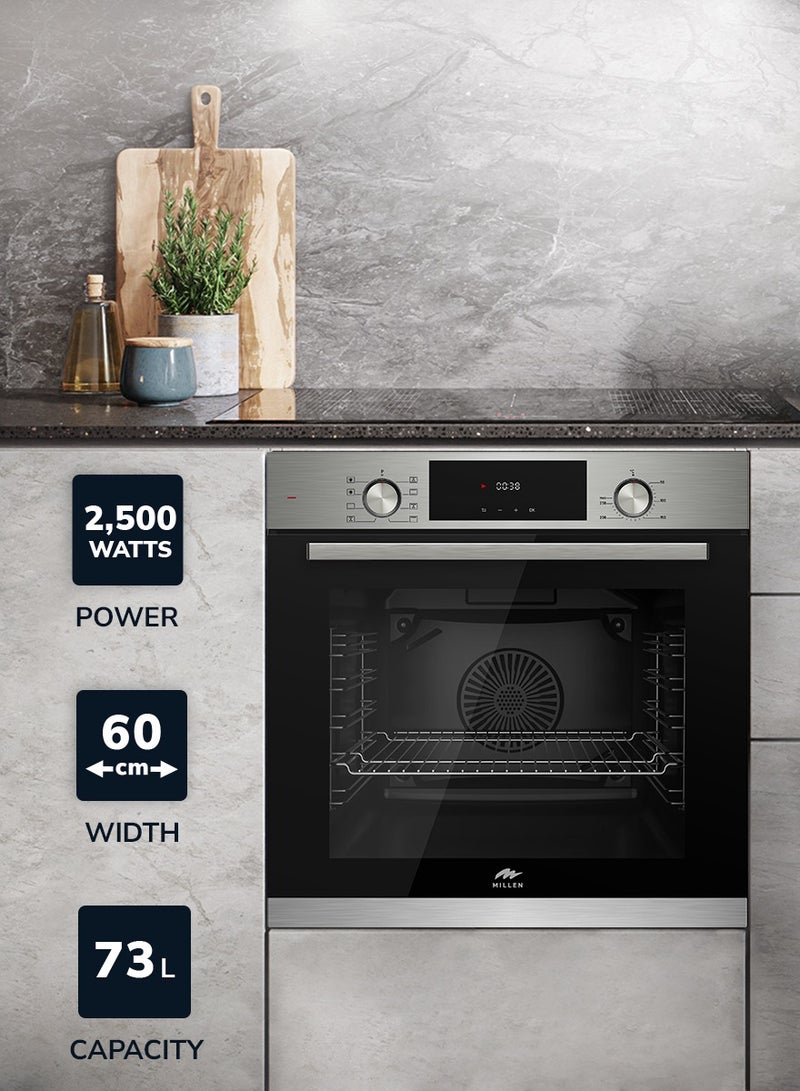 MILLEN MILLEN Built In Electric Oven, 8 Cooking Modes, 73L - 3 Years Warranty, SCHOTT Inner glass, MEO 6002 IX 73 L 2500 W MEO 6002 IX Stainless steel - Image 2