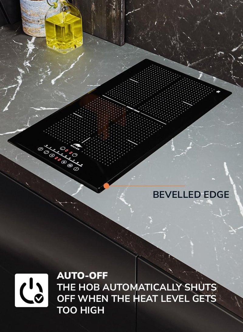 MILLEN Built in Induction hob, 30 cm Black Glass, 2 Heating Zones, 3500W, Touch Control, 3 Year Warranty 3500 W MIH 302 BL black - Image 4