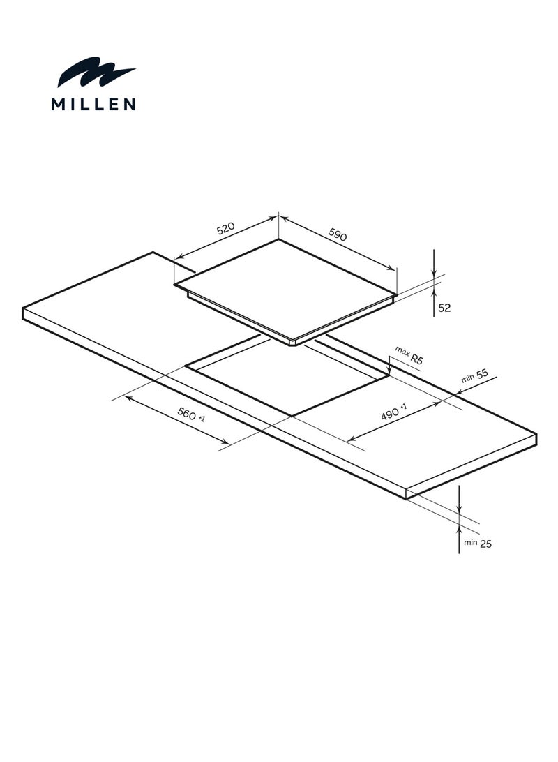 ميلين موقد سيراميك مدمج 60 سم مع وظيفة التعزيز وزجاج إيطالي - - Image 5