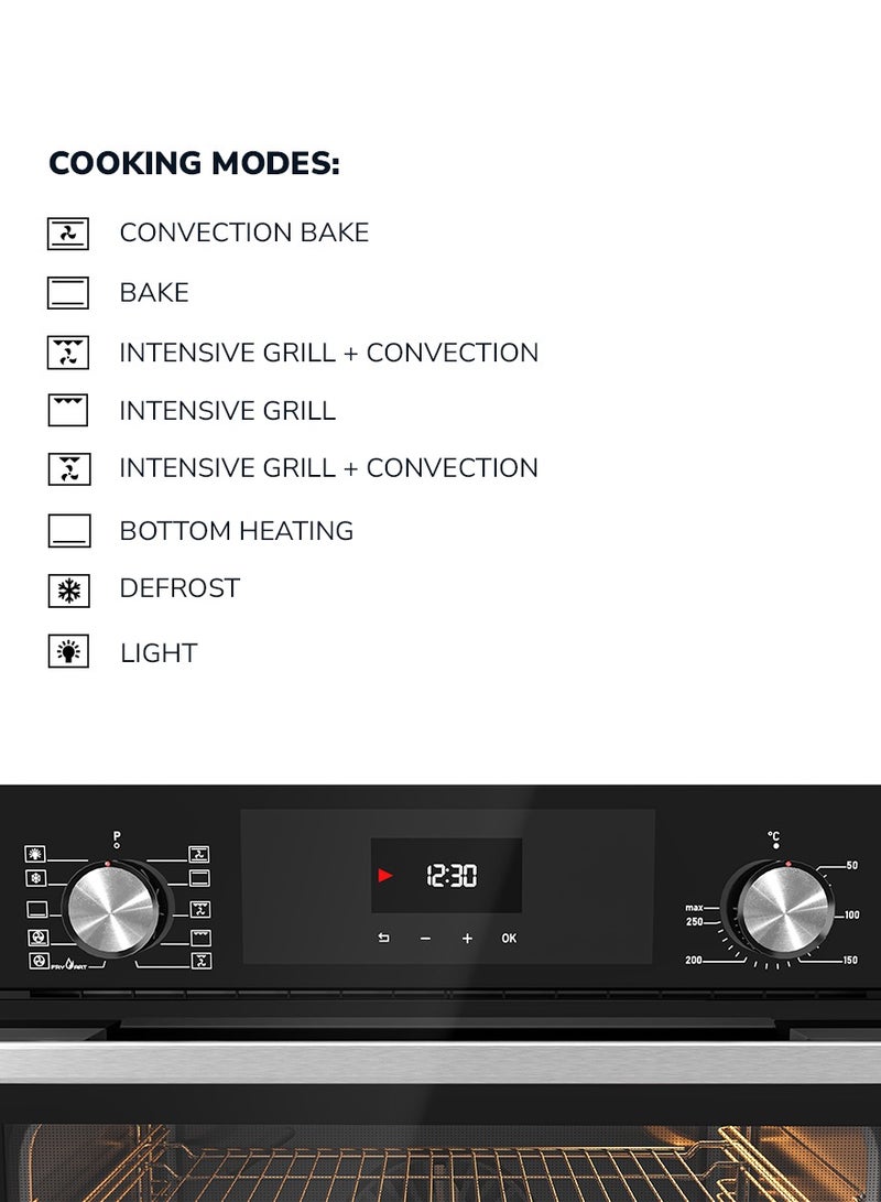 MILLEN MILLEN MEO 6002 BL Premium 73L Electric Oven - Energy Class А, 8 Cooking Modes, 60 cm, SCHOTT Double Glass Door, Glass finish, Mechanical and Touch Control with Timer, 3 Year Warranty 73 L 2500 W MEO 6002 BL Black - Image 4