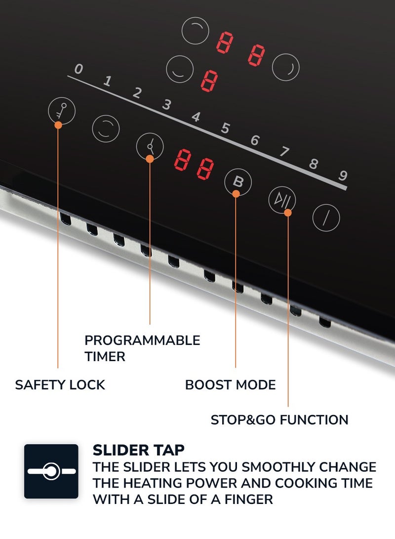 MILLEN Induction hob 45 cm Built-in 3 Heating Zones , 5700 Watts, Touch Control, 3 Year Warranty MIH 452 BL Black - Image 3