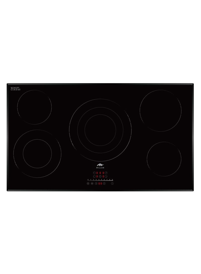 MILLEN MILLEN 90 cm Built-in Electric Hob 5 Heating Zones - MEH 904 BL, Kanger Glass Ceramic, 9100 Watts, Hi-Light Heating Elements, Touch and Slider Control, 3 Year Warranty MEH 904 BL black  - Image 1