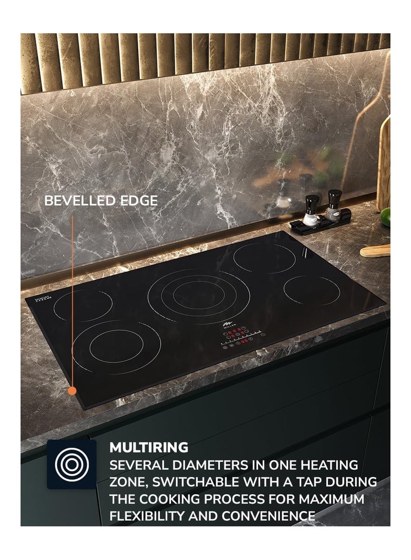 MILLEN MILLEN 90 cm Built-in Electric Hob 5 Heating Zones - MEH 904 BL, Kanger Glass Ceramic, 9100 Watts, Hi-Light Heating Elements, Touch and Slider Control, 3 Year Warranty MEH 904 BL black  - Image 2
