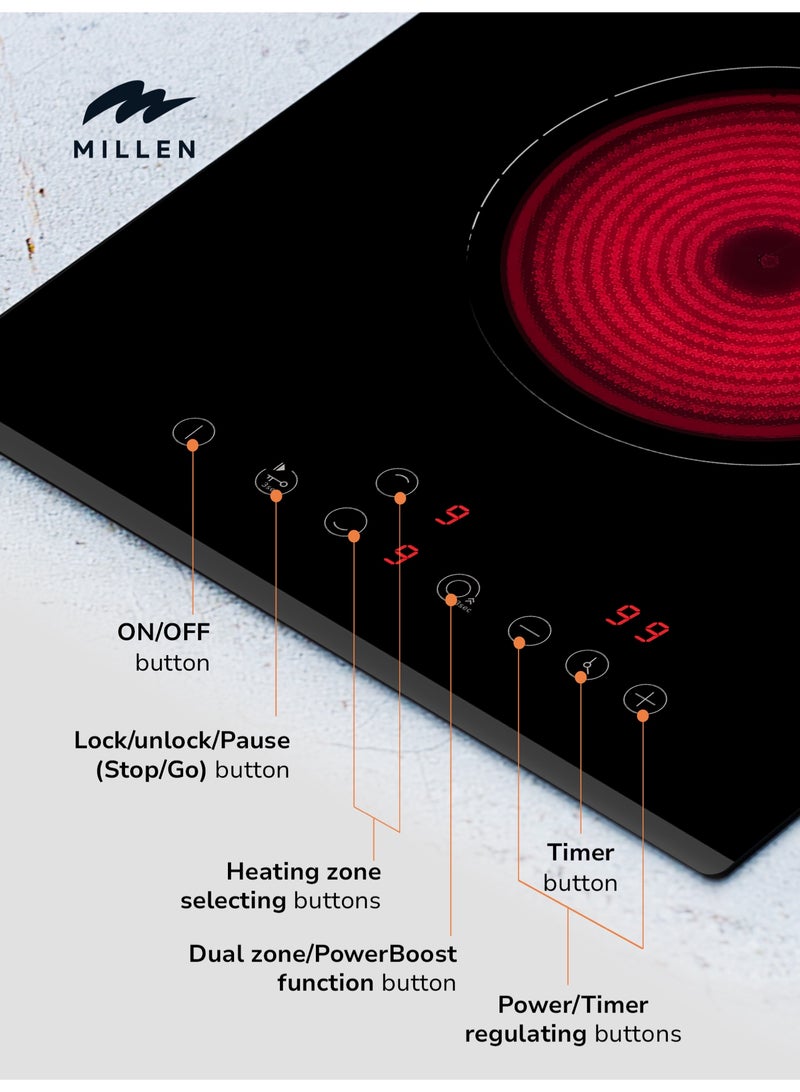ميلين موقد سيراميك مدمج 30 سم مع وظيفة التعزيز وزجاج إيطالي - Image 4