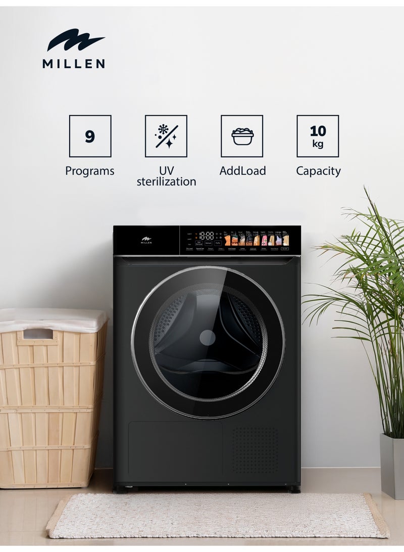 MILLEN 10kg Front Load Heat Pump Dryer – 3Y Warranty,Smart, Efficient & Gentle Drying, 10 kg MDM10BLD black - Image 2