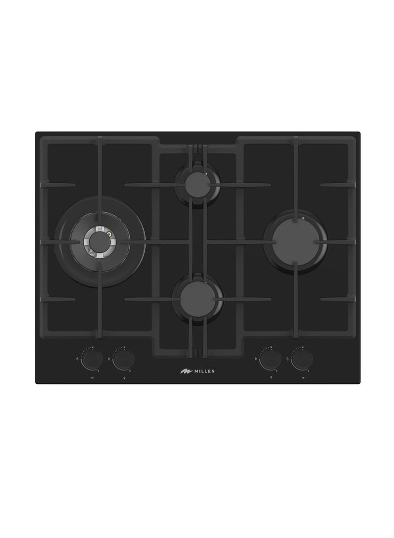 MILLEN MILLEN 65 cm Built In Black Glass Gas Hob with SABAF Burners -3 Years Warranty, MGHG 6503 BL MGHG 6503 BL Full Back  - Image 2