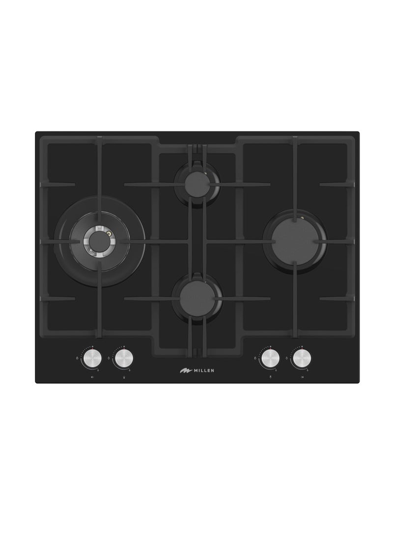 ميلين موقد غاز مدمج زجاجي أسود 65 سم مع شعلات ساباف - ضمان 3 سنوات - Image 2