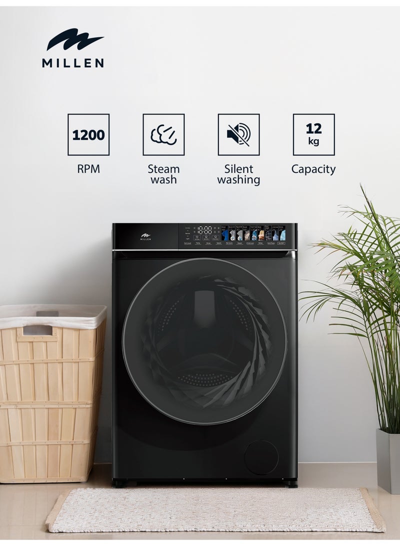 ميلين غسالة تحميل أمامي 12 كجم - ضمان 3 سنوات، محرك عاكس، سعة كبيرة، ذكية وقوية - Image 2