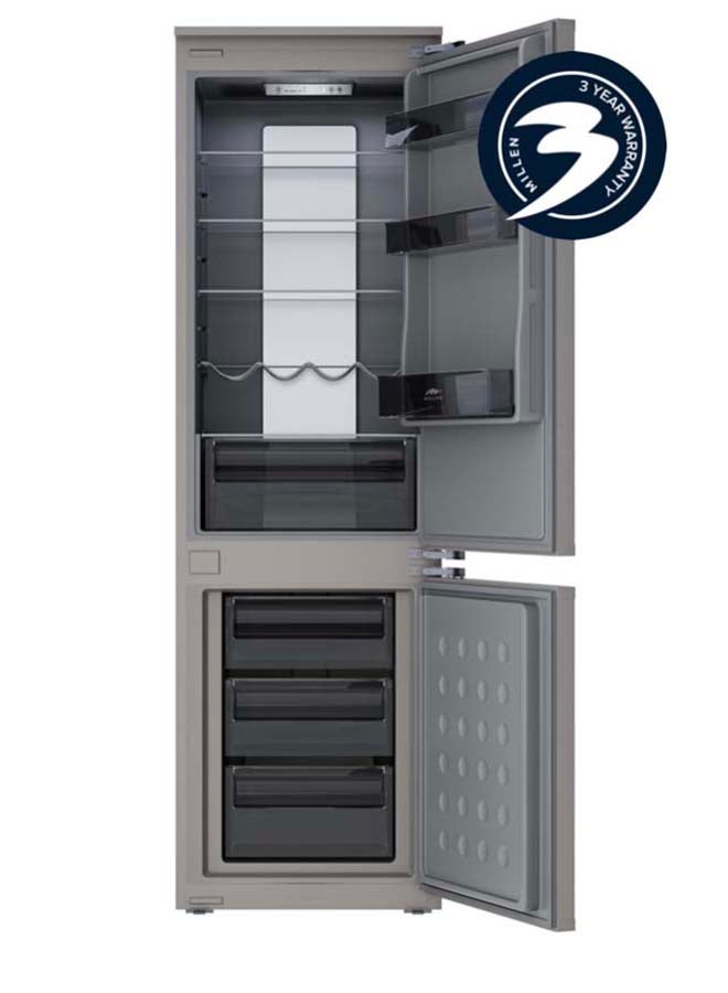 ميلين ثلاجة مدمجة بسعة 232 لتر، بدون صقيع، ثلاجة-فريزر ذات بابين، تحكم إلكتروني، إضاءة LED، تبريد/تجميد سريع، وضع عطلة، ضمان 3 سنوات - Image 1