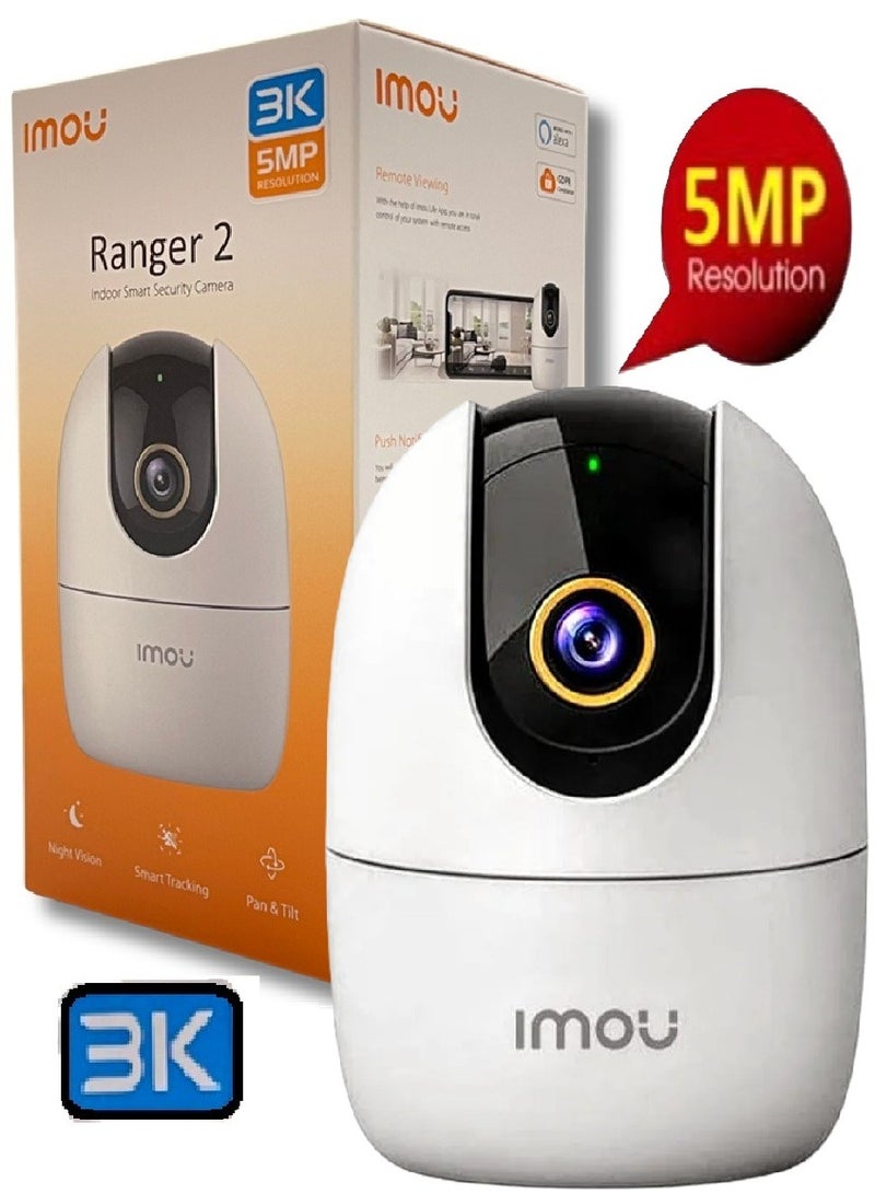 IMOU Ranger 2 5MP 3K Wifi Indoor Camera Built-in mic Siren 360 degree Coverage Mobile Alert Human Detection, Night Vision, Smart tracking Cloud - Image 1