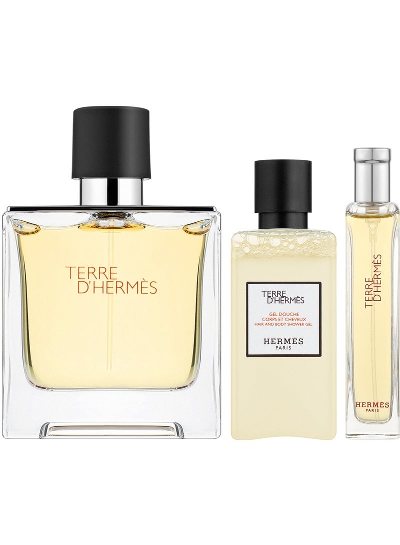 هيرميس Terre D'Hermes Parfum 75ml + 15ml + Shower Gel 40ml 130ml