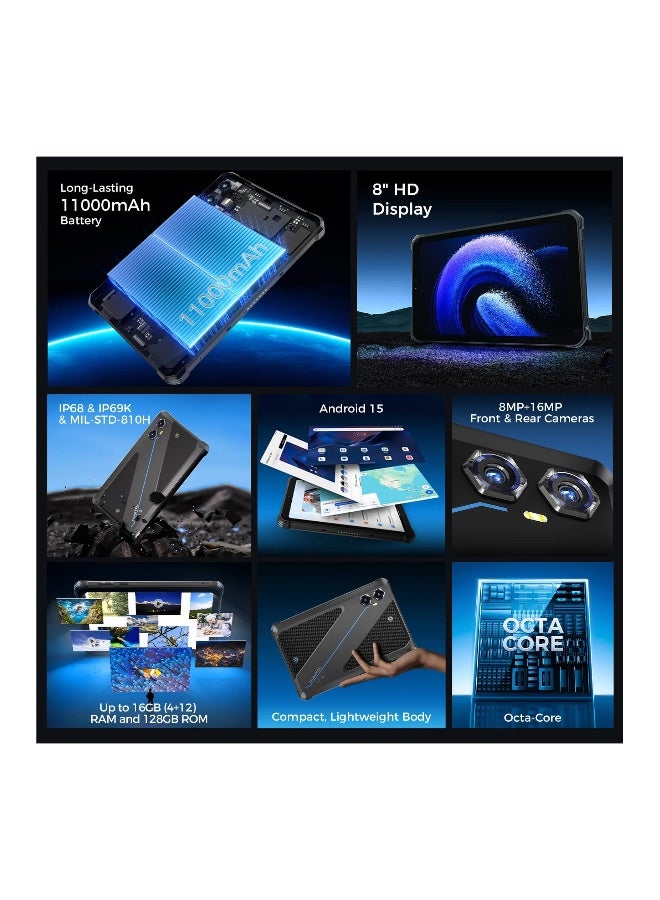 أوكيتل تابلت أوكيتيل آر تي 3 بلس 4 جي القوي 8 بوصة 11000 مللي أمبير بطارية كبيرة 16 ميجابكسل كاميرا أندرويد 15 (6 جيجابايت + 128 جيجابايت NFC) - أزرق - Image 5