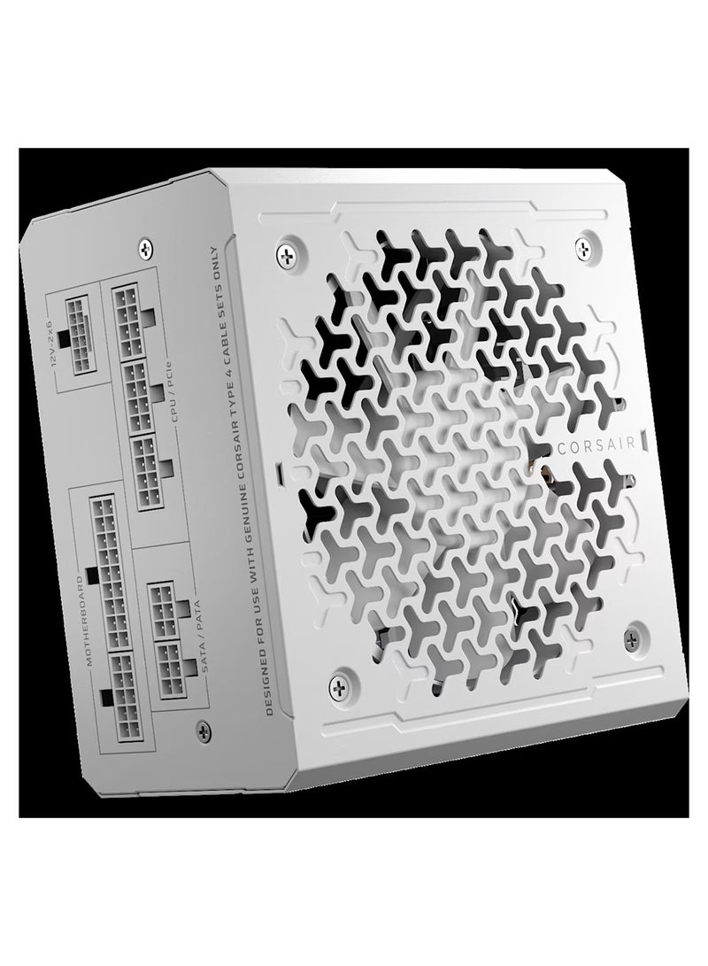 CORSAIR RM850e 850W 80+ Gold Certified Fully Modular ATX 3.1 Power Supply, PCIe 5.1 Ready with 12V-2×6 Connector, Compact 140mm, Zero RPM Fan Mode, Low Noise, 105°C Capacitors, UK Version, White | CP-9020293-UK - Image 1