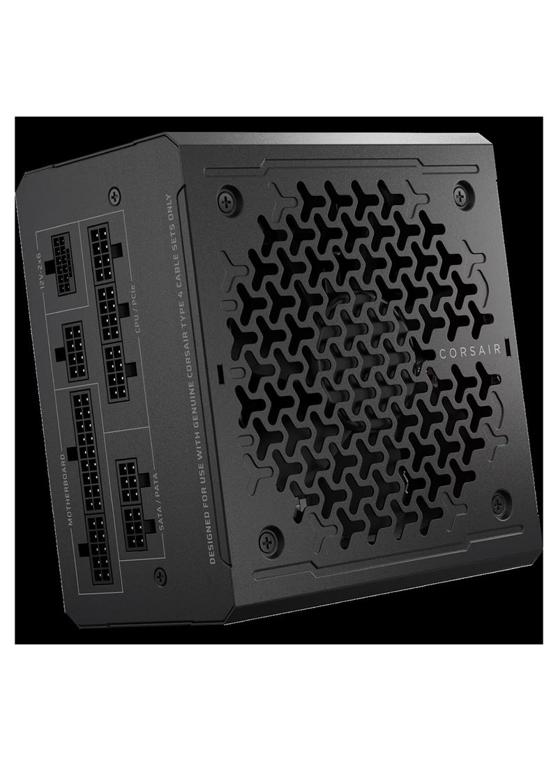 CORSAIR RM1000e 1000W 80+ Gold Fully Modular ATX 3.1 Power Supply, PCIe 5.1 Ready with 600W 12V-2x6 Cable, Low Noise Zero RPM Fan Mode, Compact 140mm Design, Rifle Bearing Fan, 105°C Rated Capacitors, Black | CP-9020297-UK - Image 1