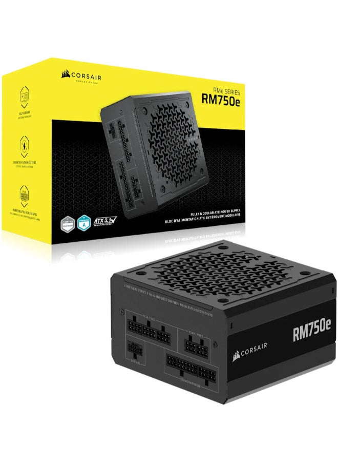 كورسير RM1000e 1000W 80+ Gold Fully Modular ATX 3.1 Power Supply, PCIe 5.1 Ready with 600W 12V-2x6 Cable, Low Noise Zero RPM Fan Mode, Compact 140mm Design, Rifle Bearing Fan, 105°C Rated Capacitors, Black | CP-9020297-UK - Image 1
