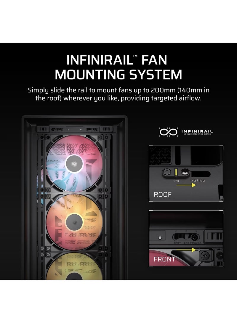 CORSAIR FRAME 5000D RS ARGB High-Airflow Mid-Tower PC Case, Modular Steel & Tempered Glass Chassis, 4x RS140 ARGB Fans, RapidRoute 2.0 Cable Management, Vertical GPU Mount Option, USB 3.2 Gen1 Type-A & Gen2 Type-C Front I/O, Black | CC-9011309-WW black - Image 4