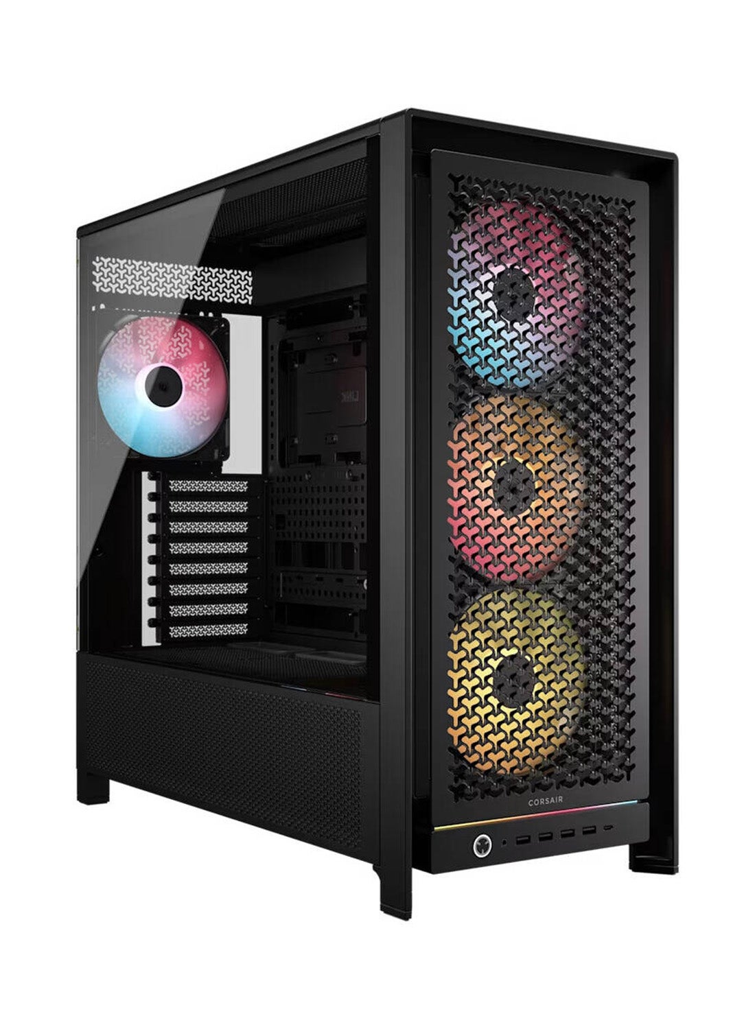 FRAME 5000D RS ARGB High-Airflow Mid-Tower PC Case, Modular Steel & Tempered Glass Chassis, 4x RS140 ARGB Fans, RapidRoute 2.0 Cable Management, Vertical GPU Mount Option, USB 3.2 Gen1 Type-A & Gen2 Type-C Front I/O, Black | CC-9011309-WW black