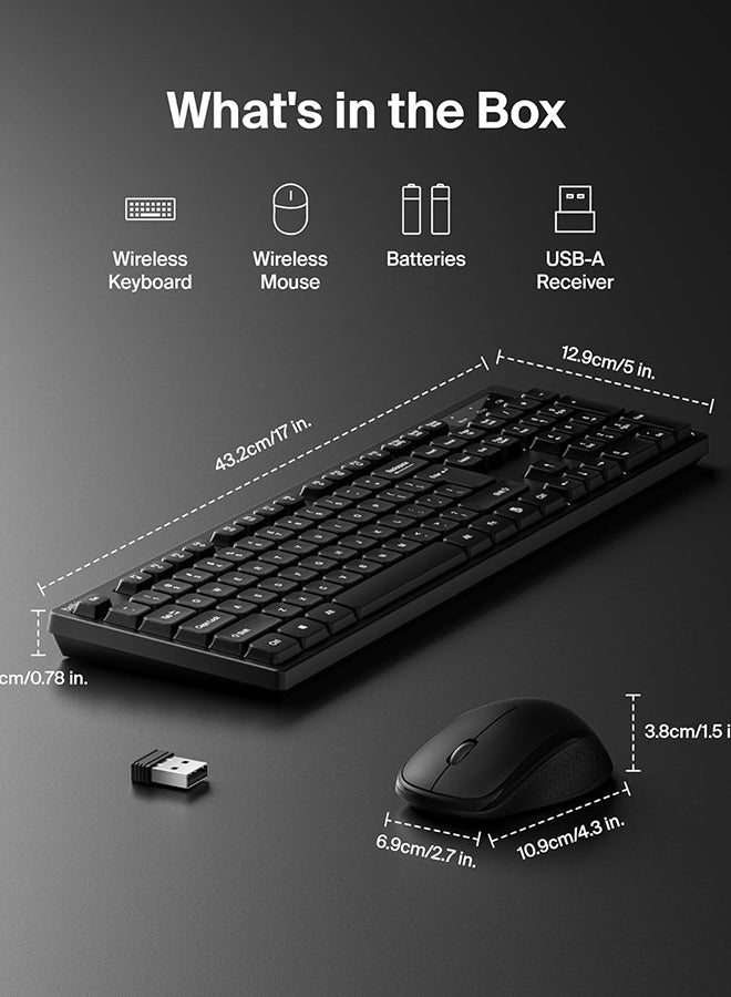 belkin Wireless Keyboard and Mouse with USB-A Receiver - Keyboard Set w/Wireless Mouse, Ergonomic Design for Home, Office, Desk, Compatible with Laptop, PC, Windows - Batteries Included Black - Image 2
