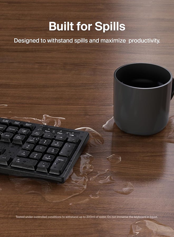 belkin Wireless Keyboard and Mouse with USB-A Receiver - Keyboard Set w/Wireless Mouse, Ergonomic Design for Home, Office, Desk, Compatible with Laptop, PC, Windows - Batteries Included Black - Image 5