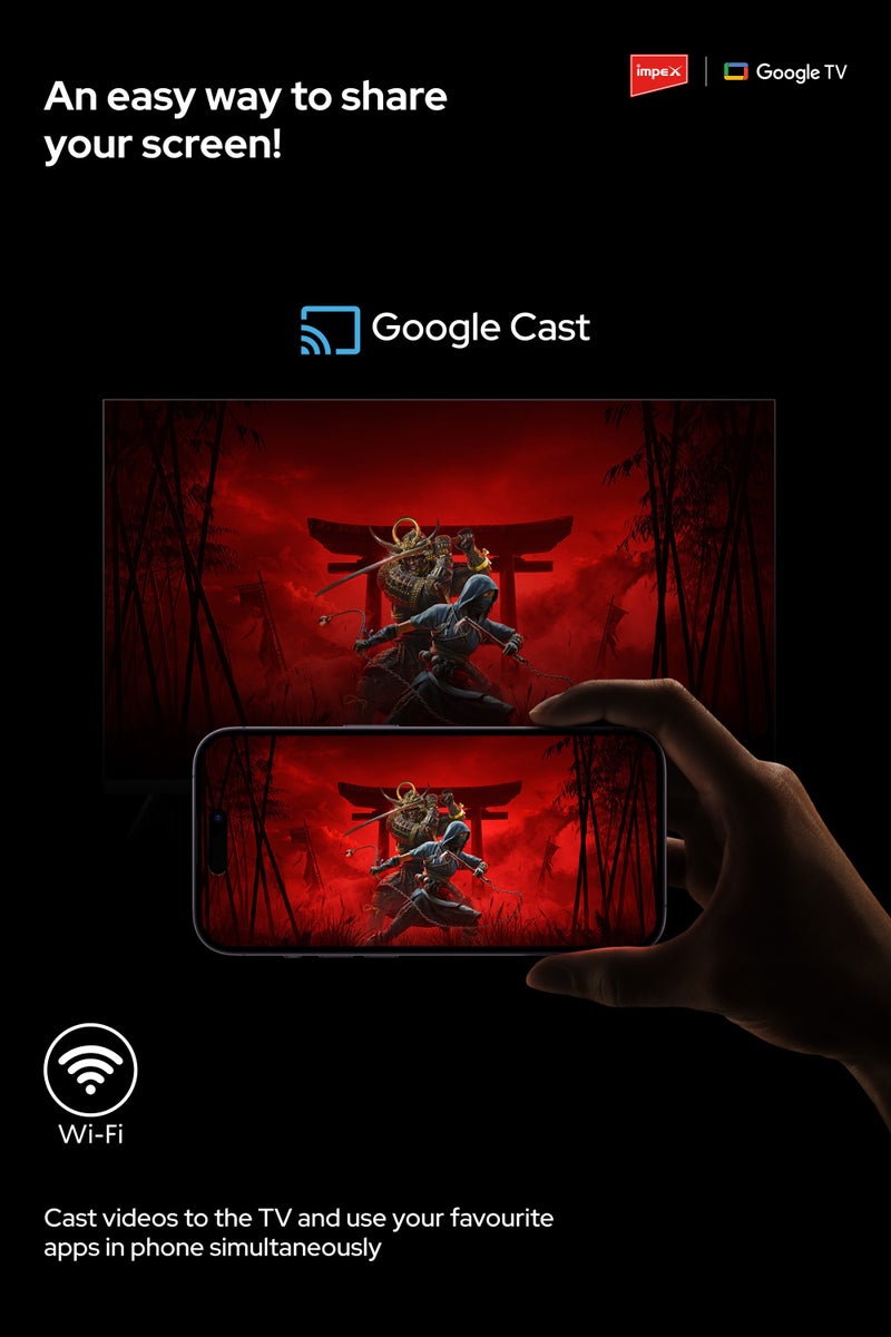 إمبكس تلفاز جوجل QLED بدقة 43 بوصة Full HD | جهاز تحكم صوتي مع مساعد جوجل | تصميم فائق النحافة بدون إطار | GoogleCast مدمج | 4xHDMI، 2xUSB | 1GB RAM، 8GB ROM | لوحة من الدرجة A+ | زاوية مشاهدة واسعة | Evoq43QLC - Image 5