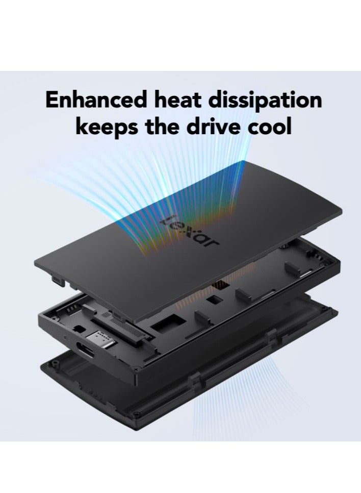 Lexar SL300 1TB Portable External SSD, USB 3.2 Gen 2x2, Up to 1050MB/s Read, Up to 1000MB/s Write (LSL300001T-RNBNG) - Image 2