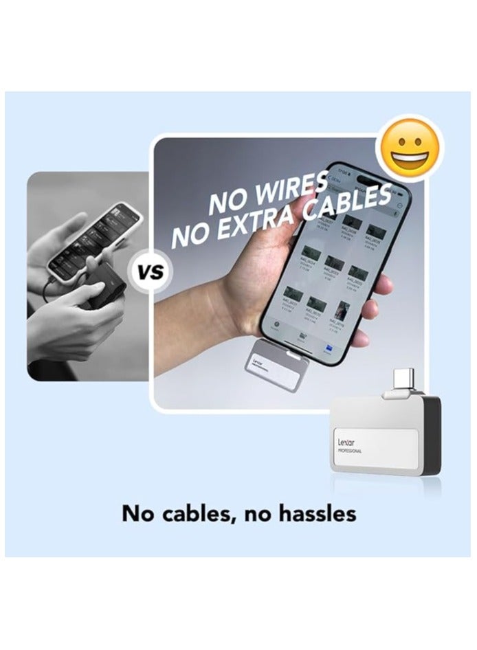 Lexar Professional Go Portable SSD, Supports Apple ProRes, Up to 1050MB/s Read & 1000MB/s Write, USB 3.2 Gen 2, Rugged, Compatible with iPhone 15 Series, Smartphones, PC & Mac (LSL400X002T-RNSNU) 2 TB - Image 3