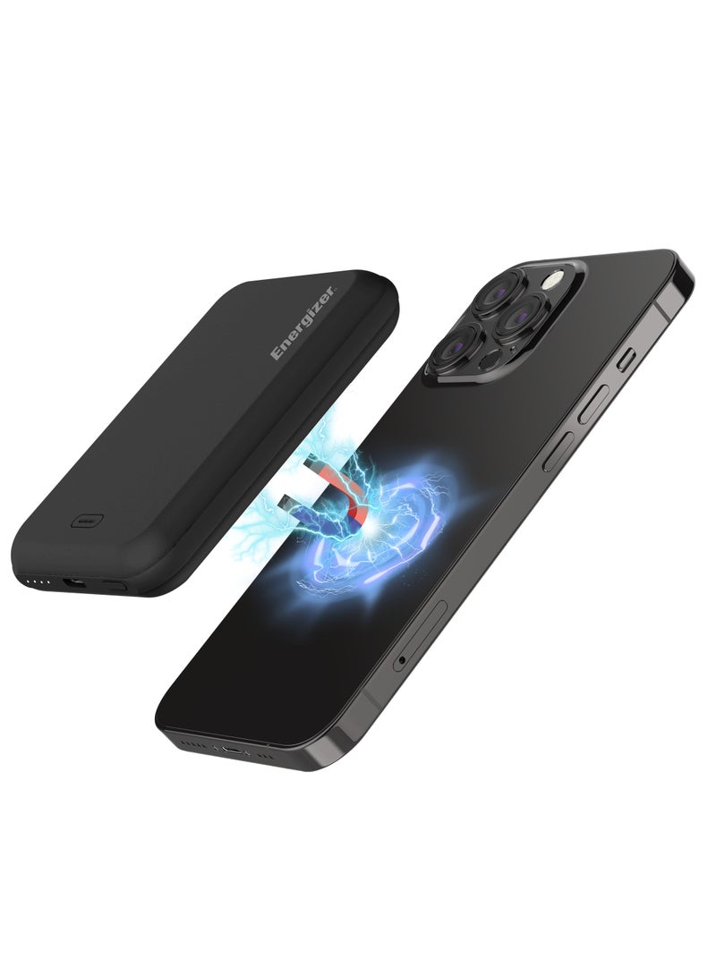 Energizer 5000 mAh Ultimate Power Bank QM5000 | 5,000mAh | 15W Wireless Fast Charging | MagSafe Compatible | USB-A And USB-C Output | Compact And Travel Friendly – Black  - Image 3