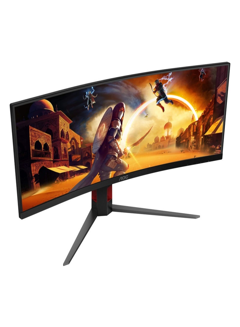 AOC CU34G4Z 34-Inch 1500R Curved Gaming Monitor, WQHD 3440×1440, 240Hz, 0.03ms MPRT, Fast VA Panel, DisplayHDR 400, HDMI 2.1, DP 1.4, USB Hub, Adaptive Sync, Height Adjustable Stand – Black & Red - Image 3