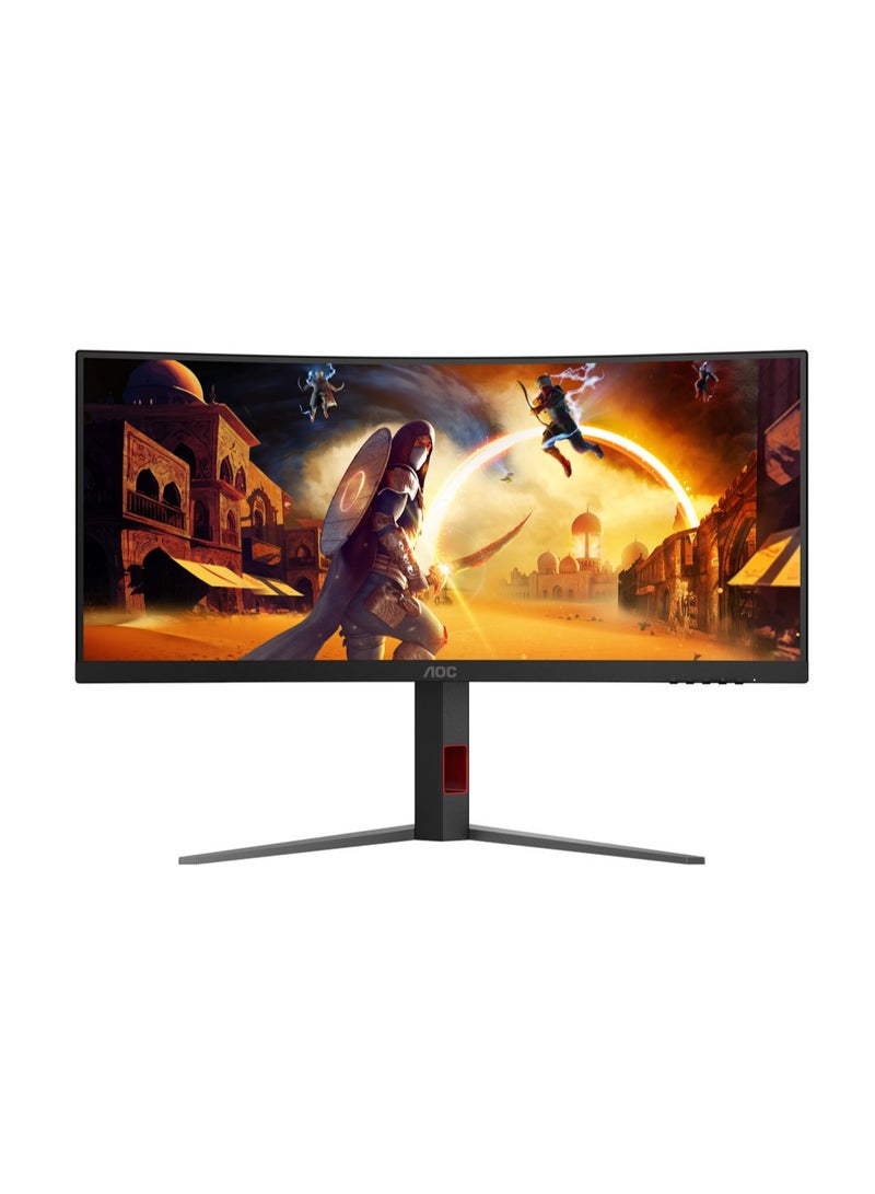 AOC CU34G4Z 34-Inch 1500R Curved Gaming Monitor, WQHD 3440×1440, 240Hz, 0.03ms MPRT, Fast VA Panel, DisplayHDR 400, HDMI 2.1, DP 1.4, USB Hub, Adaptive Sync, Height Adjustable Stand – Black & Red - Image 2