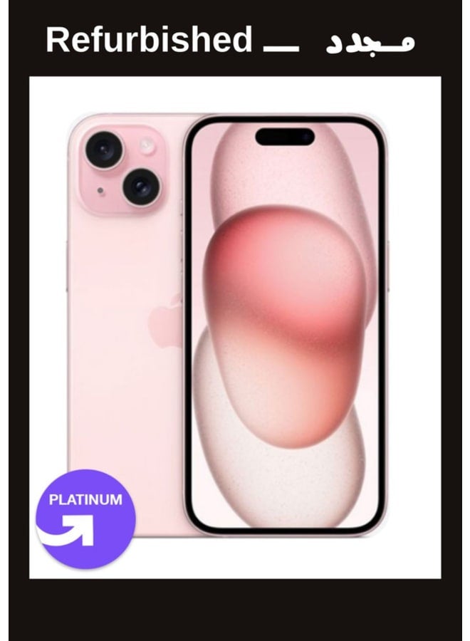 ابل  Refurbished, IPHONE 15, 128GB, 6RAM, Single Sim, 5G, Pink, Local Warranty | Platinum Grade | UPGRADE Refurbished