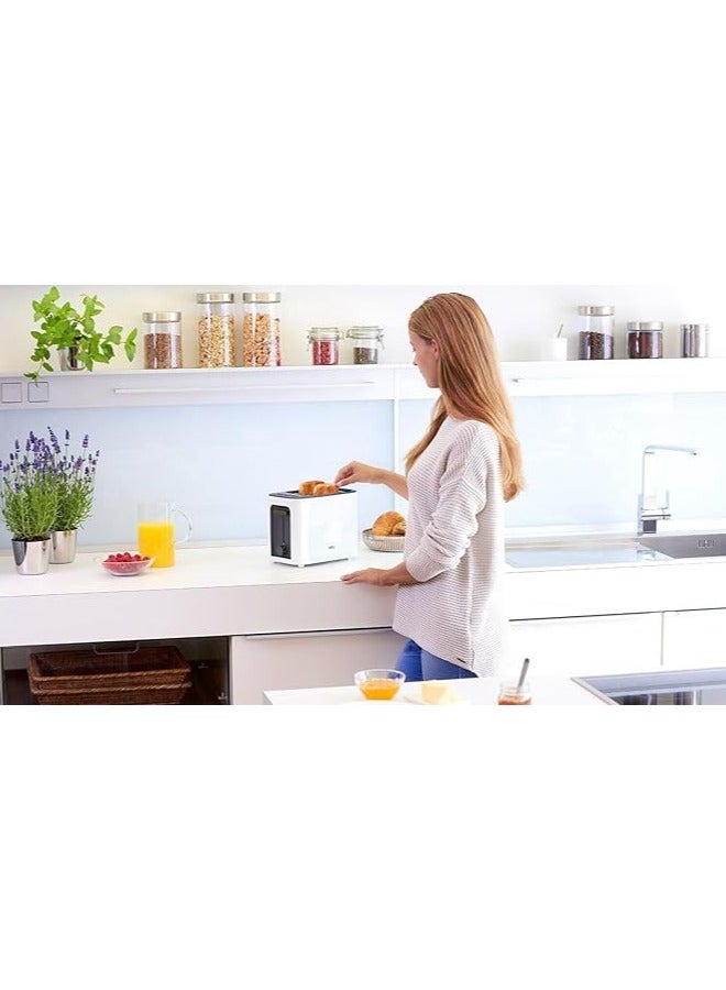 براون Braun HT3010WH Toaster, Double Slot, Removable Crumb Tray, Warm-up and Defrost Function, 7 Roasting Levels, Separate Bun Attachment, White 1000 W HT 3010 WH white - Image 2