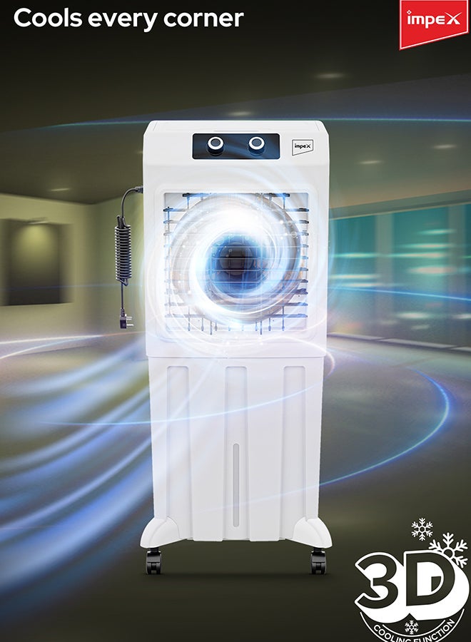 إمبكس مبرد هواء سعة 55 لتر مع وسائد خلوية ثلاثية الجوانب | تدفق هواء قوي | متوافق مع العاكس | تشغيل صامت | دوران تلقائي | عجلات دوارة | حماية المضخة | تغطية مساحة 250 قدم مربع | مثالي للمنازل والمكاتب والمتاجر وغيرها | فريزو55 - Image 5