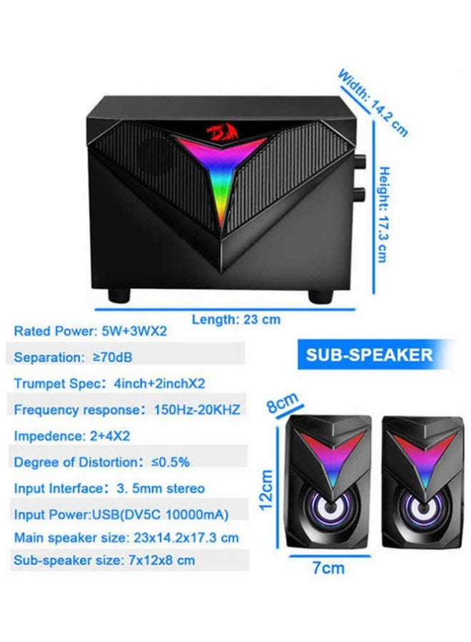 ريدراجون مجدد - مكبر صوت للألعاب GS700 توكاتا RGB 2.1 مع مضخم صوت - Image 3