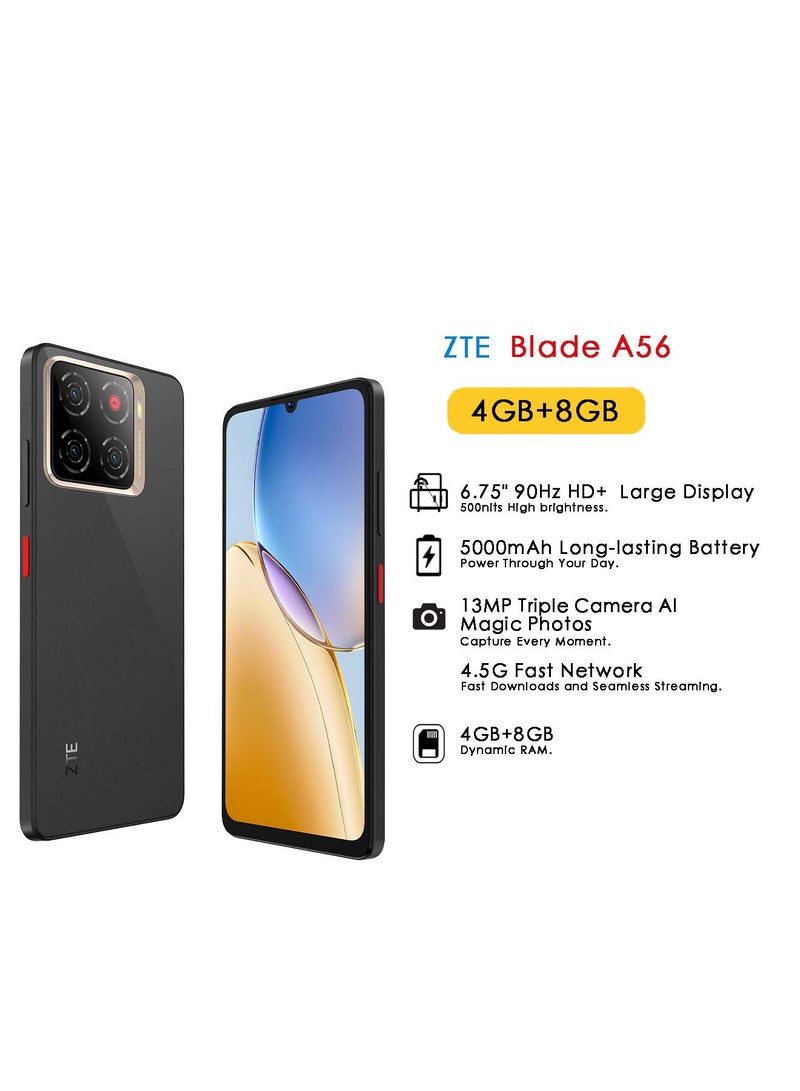 ZTE Blade A56 Dual SIM Celestial Black 4GB+12GB RAM 128GB 4G - Middle East Version - Image 1