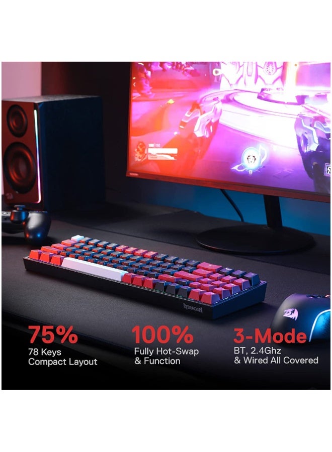 ريدراجون مجدد - لوحة مفاتيح الألعاب اللاسلكية RGB K628 Pro بنسبة 75% مع 3 أوضاع - Image 3