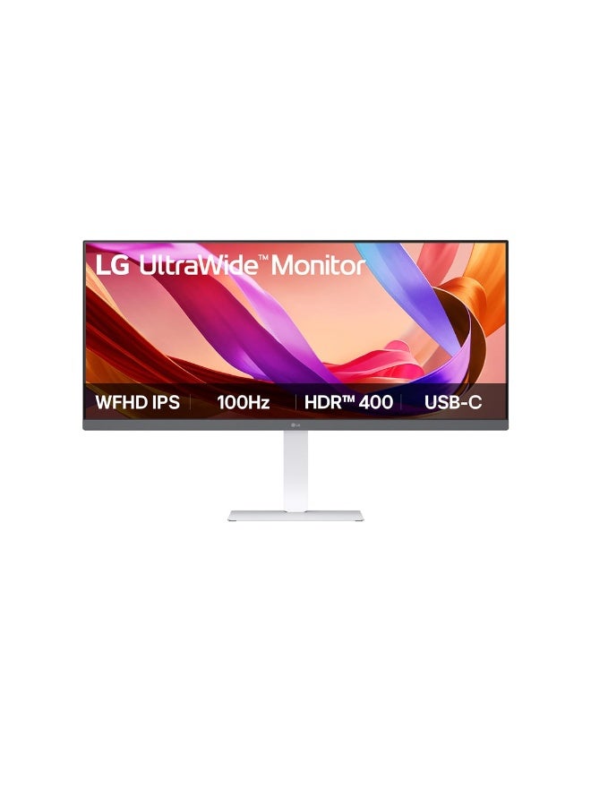 LG 34-inch UltraWide WFHD Monitor with 100Hz 1ms, HDR 400 and borderless design, USB Type-C™, sRGB 99%, Color calibrated, Build in Speaker (Waves MaxxAudio®), LG Switch app 34U530A-W White white - Image 1