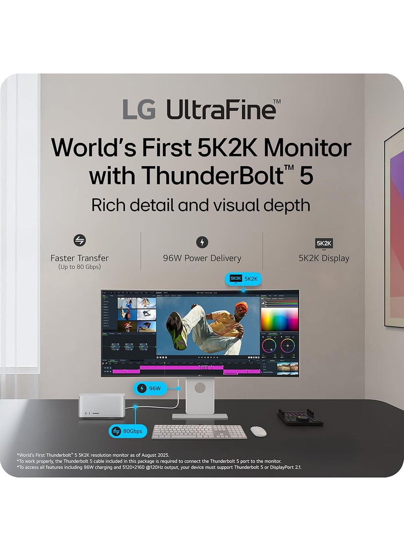 LG 40 inch UltraWide Monitor, Nano IPS Black Display, 5K2K Resolution, 120Hz Refresh Rate, 5ms (GtG) Response Time, AMD FreeSync Premium, Super Resolution+, 40U990A-W white - Image 2