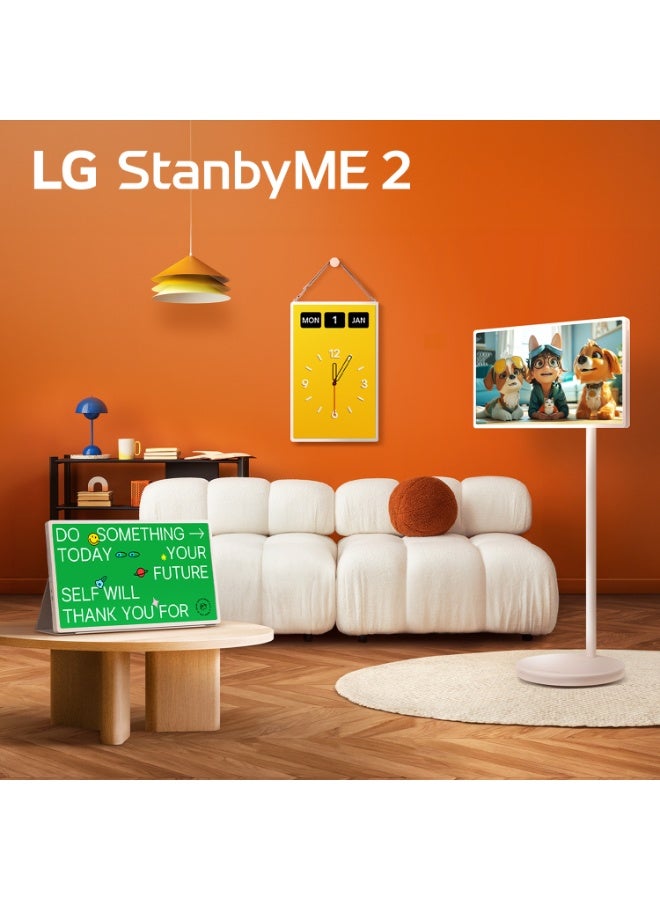 إل جي StanbyMe 2 Private Screen 27" Moving Smart Touch Screen, WebOS, 60Hz, Model Year 2025, 2 Year Warranty - 27LX6TDGA White - Image 1