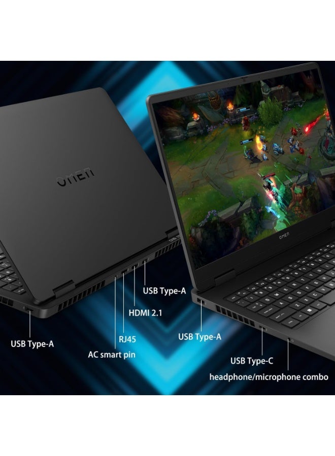 HP OMEN 16 Slim RTX 5060 2025 AI Pro Gaming Laptop, 16" FHD+ 165Hz, Intel Ultra 7 255H(Beats Intel i7-14700), NVIDIA RTX 5060, 64GB DDR5 RAM, 1TB SSD English black - Image 4