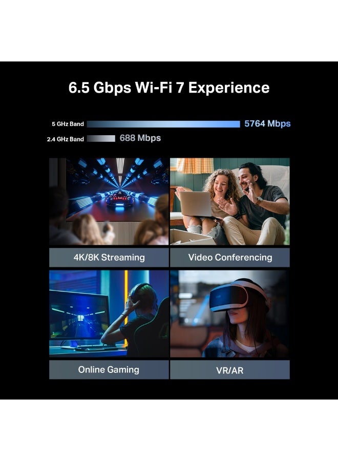 تي بي لينك Archer BE400, BE6500 Dual-Band Wi-Fi 7 Router, 6.5Gbps, 5GHz, 6 High-Performance Antennas, 2.5Gbps Port, EasyMesh, HomeShield, Multi-Link, VPN, Easy Setup, Tether App BLACK - Image 5