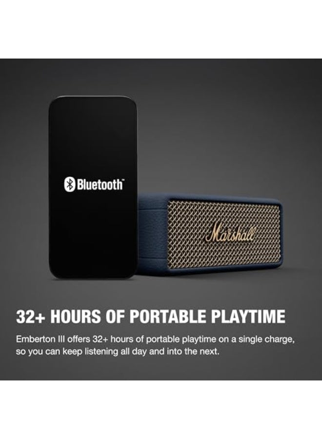 Marshall Emberton III Portable Bluetooth Speaker - Water Resistant Wireless Speaker Portable Speaker with 32+ Hours of Playtime Midnight Blue - Image 4