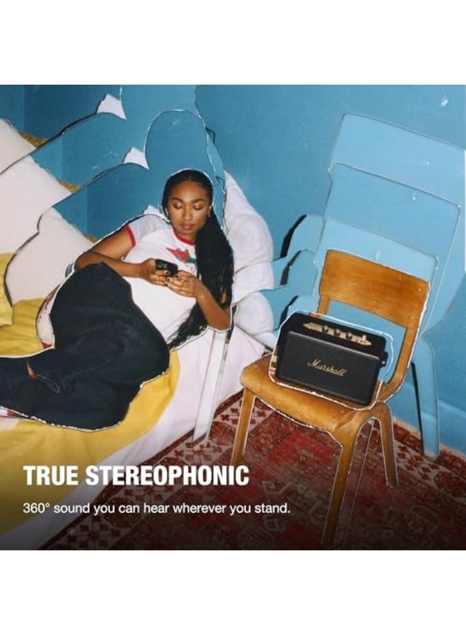 Marshall Kilburn III Bluetooth Speaker - Premium Water Resistance Portable Bluetooth Speaker & Wireless Speakers 50+ Playtime Black/Brass - Image 3