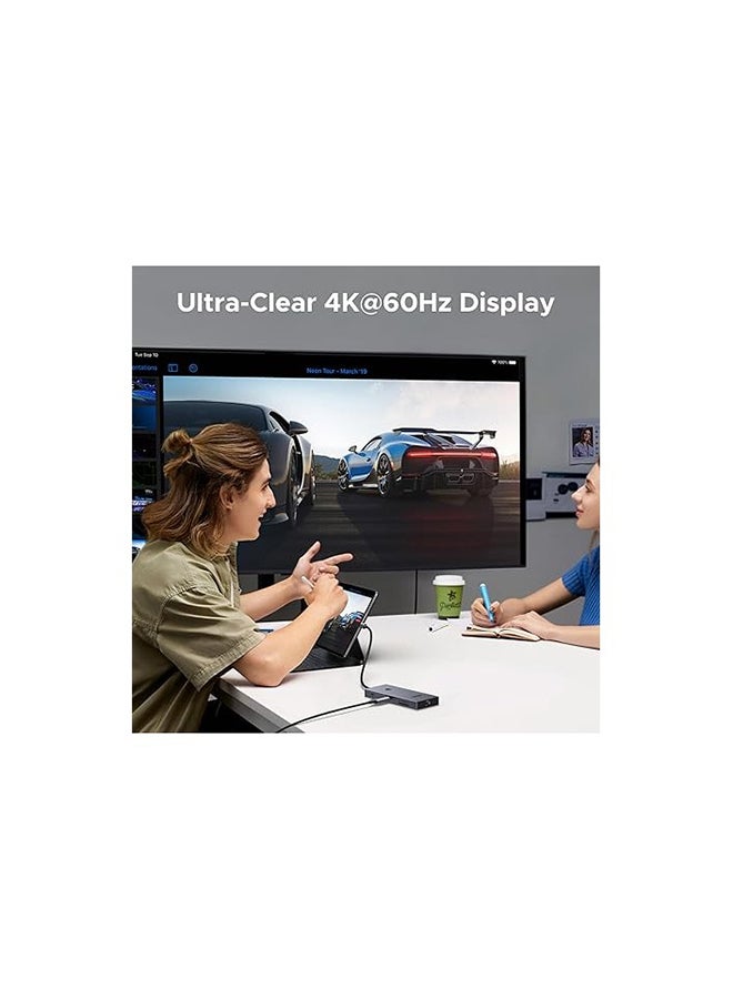 يو جرين Revodok Pro 9 in 1 USB C Hub Gigabit Ethernet Adapter 4K@60Hz HDMI, 100W PD Charging, USB A Data Ports, SD/TF Card Reader Compatible with Mac M1, M2, M3,M4, Steam Deck - Grey - Image 3