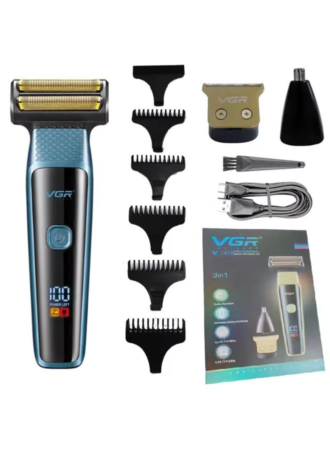 VGR Electric Shaver V‑366 – Dry Use, LED Display And Compact Design - Blue - Image 1